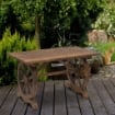 TAVOLO DA GIARDINO IN LEGNO STILE COUNTRY E GAMBE A RUOTA 113 X 60 X 65 CM