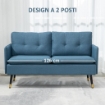 DIVANO A 2 POSTI IN TESSUTO 139 X 68 X 80 CM BLU SCURO