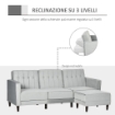 DIVANO LETTO 3 POSTI CON RIVESTIMENTO IN VELLUTO 218X85X86 CM GRIGIO CHIARO