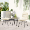 SET DA GIARDINO CON TAVOLINO E DUE SEDIE IN RATTAN COLORE CREMA