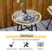 SET DA GIARDINO CON TAVOLINO E DUE SEDIE IN RATTAN COLORE CREMA