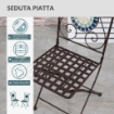 SET DA GIARDINO 2 SEDIE PIEGHEVOLI E 1 TAVOLINO ROTONDO IN METALLO E CERAMICA