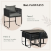 SET DA GIARDINO IN RATTAN 4 SEDIE DA ESTERNO CON CUSCINI E TAVOLO RETTANGOLARE