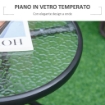 TAVOLINO DA GIARDINO ROTONDO CON RIPIANO IN VETRO 50 X 55 CM NERO