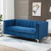 DIVANO A 3 POSTI IN VELLUTO CON GAMBE DORATE 181 X 86 X 78CM BLU