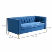 DIVANO A 3 POSTI IN VELLUTO CON GAMBE DORATE 181 X 86 X 78CM BLU