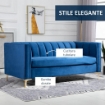 DIVANO A 3 POSTI IN VELLUTO CON GAMBE DORATE 181 X 86 X 78CM BLU