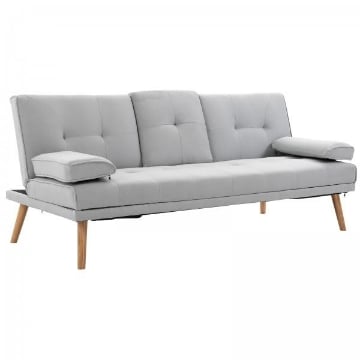 DIVANO LETTO CON TAVOLINO A RIBALTA E PIEDINI IN LEGNO 181X77X72 CM GRIGIO