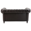 DIVANO CHESTERFIELD 2 POSTI TRAPUNTATO IN ECOPELLE 160 X 84 X 80 CM MARRONE 