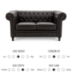 DIVANO CHESTERFIELD 2 POSTI TRAPUNTATO IN ECOPELLE 160 X 84 X 80 CM MARRONE 