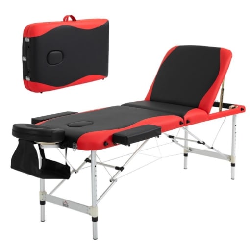 Lettino da massaggio pieghevole - regolabile - portatile - nero