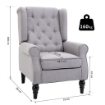 POLTRONA CHESTERFIELD IN TESSUTO SFODERABILE CON AMPIA SEDUTA GRIGIO