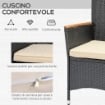 SET TAVOLO E SEDIE DA GIARDINO IN RATTAN E LEGNO MARRONE E NERO