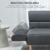 DIVANO A 2 POSTI CON BRACCIOLI REGOLABILI 164X71X75 CM ANTRACITE