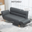 DIVANO A 2 POSTI CON BRACCIOLI REGOLABILI 164X71X75 CM ANTRACITE