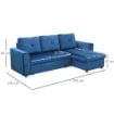 DIVANO LETTO ANGOLARE 3 POSTI CON CONTENITORE 232 X 141 X 85 CM BLU