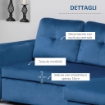 DIVANO LETTO ANGOLARE 3 POSTI CON CONTENITORE 232 X 141 X 85 CM BLU