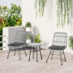 SET MOBILI DA GIARDINO CON TAVOLINO E SEDIE IN RATTAN POILESTERE E ACCIAIO PER ESTERNI GRIGIO