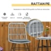 SET MOBILI DA GIARDINO CON TAVOLINO E SEDIE IN RATTAN POILESTERE E ACCIAIO PER ESTERNI GRIGIO