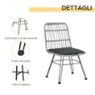 SET MOBILI DA GIARDINO CON TAVOLINO E SEDIE IN RATTAN POILESTERE E ACCIAIO PER ESTERNI GRIGIO