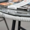 SET MOBILI DA GIARDINO CON TAVOLINO E SEDIE IN RATTAN POILESTERE E ACCIAIO PER ESTERNI GRIGIO