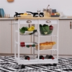 CARRELLO DA CUCINA CON 2 CESTELLI E TOP LEGNO 74X37X76 CM COLORE BIANCO