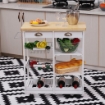 CARRELLO DA CUCINA CON 2 CESTELLI E TOP LEGNO 74X37X76 CM COLORE BIANCO