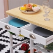 CARRELLO DA CUCINA CON 2 CESTELLI E TOP LEGNO 74X37X76 CM COLORE BIANCO