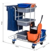 CARRELLO PROFESSIONALE CON 4 SECCHI GRIGIO, BLU E ARANCIONE CON STRIZZATORE