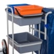 CARRELLO PROFESSIONALE CON 4 SECCHI GRIGIO, BLU E ARANCIONE CON STRIZZATORE