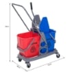 CARRELLO PROFESSIONALE CON STRIZZATORE E 2 SECCHI IN CLORE BLU E ROSSO