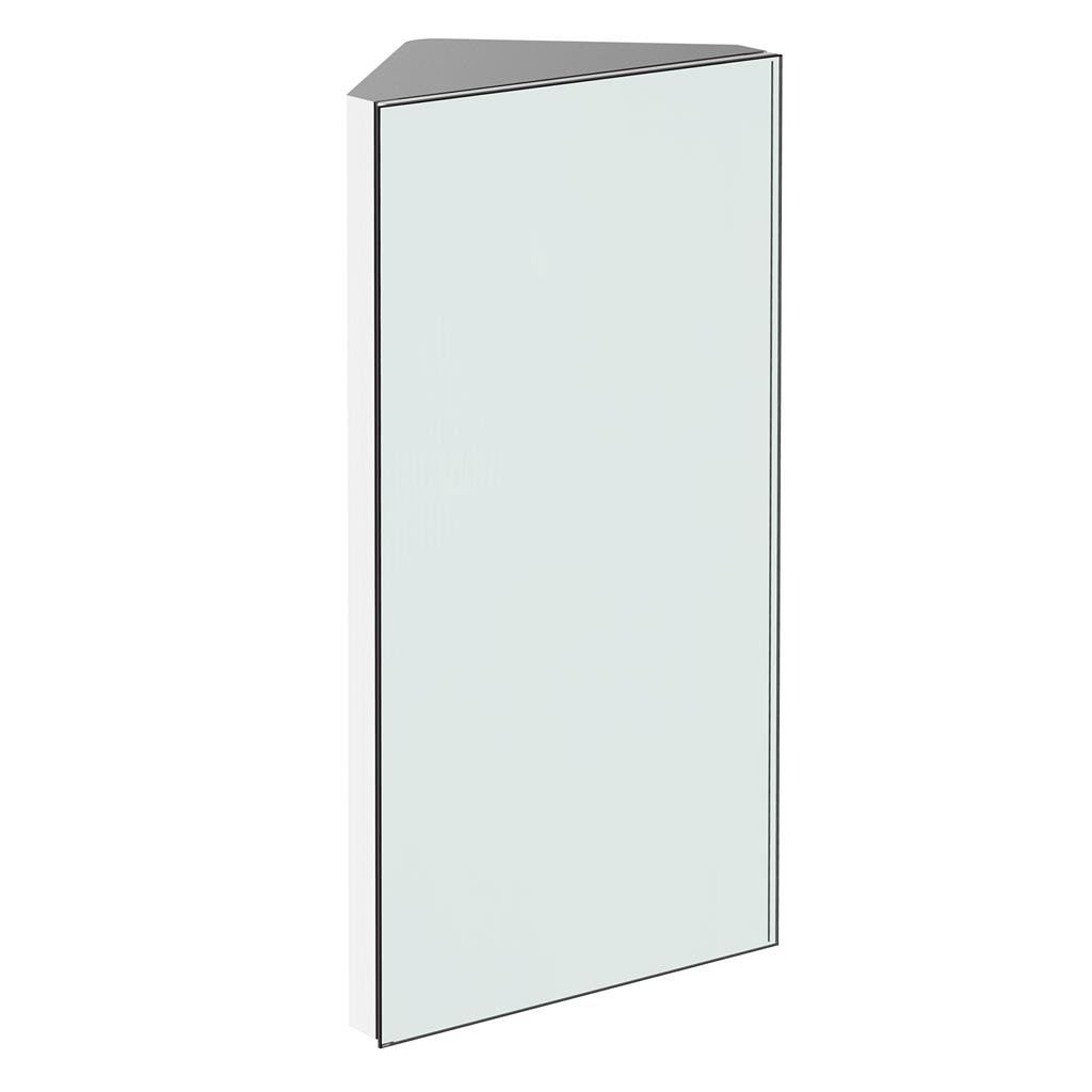 Armadietto Angolare Portamedico Con Specchio - Acciaio Inox 304 Apertura Destra (40,6x66 Cm) Con Luci LED E Ripiani In Vetro - 4