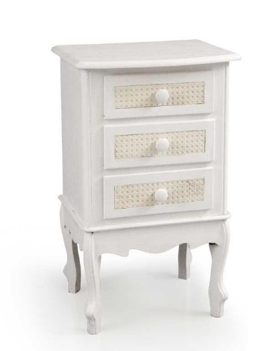 VIENNA MOBILE CASSETTIERA 3 CASSETTI IN LEGNO 42 X 34 X 70 CM BIANCO E CREMA