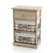 CASSETTIERA DECORATA HOME IN LEGNO CON 3 CESTINI 37 X 27 X 58 CM NATURALE