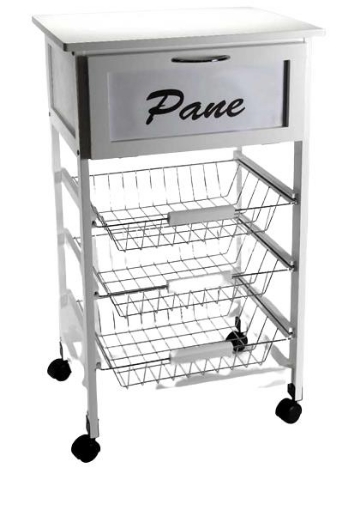 CARRELLO DA CUCINA PANE 47 X 37 X H 85 CM COLORE BIANCO