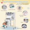 CUCINA GIOCATTOLO PER BAMBINI CON ALTEZZA REGOLABILE, SUONI, LUCI E UTENSILI