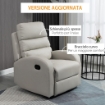 POLTRONA RELAX RECLINABILE CON SEDUTA IMBOTTITA 80 X 91 X 102 CM GRIGIO