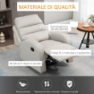 POLTRONA RELAX RECLINABILE CON SEDUTA IMBOTTITA 80 X 91 X 102 CM GRIGIO