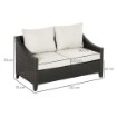 DIVANO DA GIARDINO A 2 POSTI IN RATTAN PE 132X70X74CM MARRONE