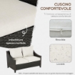 DIVANO DA GIARDINO A 2 POSTI IN RATTAN PE 132X70X74CM MARRONE