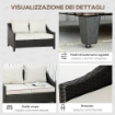 DIVANO DA GIARDINO A 2 POSTI IN RATTAN PE 132X70X74CM MARRONE