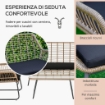 SET DA GIARDINO IN RATTAN 2 POLTRONE DIVANETTO E TAVOLINO CON RIPIANO IN VETRO