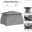 GAZEBO CON DOPPIO TETTUCCIO PARETI IN POLIESTERE 3.95 X 2.95 M GRIGIO