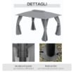 GAZEBO CON DOPPIO TETTUCCIO PARETI IN POLIESTERE 3.95 X 2.95 M GRIGIO