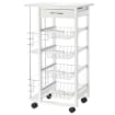 CARRELLO DA CUCINA CON 1 CASSETTO E 4 CESTELLI METALLICI 47X37X83CM BIANCO