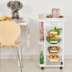 CARRELLO DA CUCINA CON 1 CASSETTO E 4 CESTELLI METALLICI 47X37X83CM BIANCO