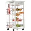 CARRELLO DA CUCINA CON 1 CASSETTO E 4 CESTELLI METALLICI 47X37X83CM BIANCO