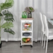 CARRELLO DA CUCINA SALVASPAZIO IN LEGNO BIANCO CON 4 RUOTE 37X37X82CM TOP LEGNO