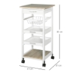 CARRELLO DA CUCINA SALVASPAZIO IN LEGNO BIANCO CON 4 RUOTE 37X37X82CM TOP LEGNO