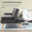 DIVANO LETTO 3 POSTI CON 2 BRACCIOLI IN TESSUTO EFFETTO LINO 181X77X78 CM GRIGIO